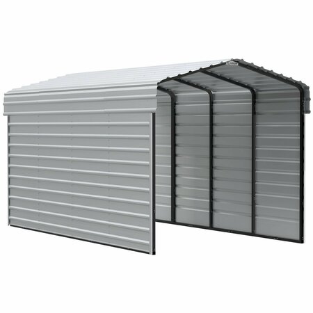ARROW STORAGE PRODUCTS Galvanized Steel Carport, W/ 2-Sided Enclosure, Compact Car Metal Carport Kit, 10'x20'x9', Eggshell CPH102009ECL2